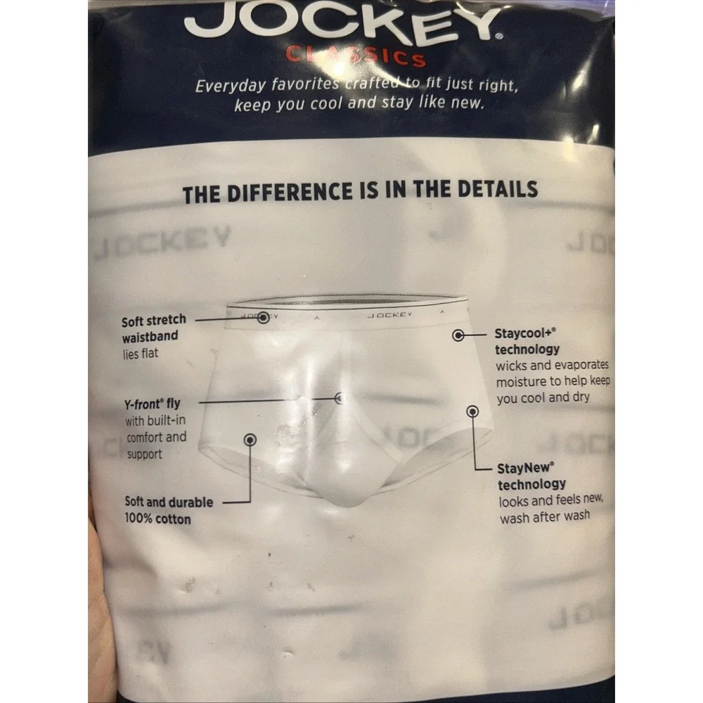 Jockey Classics Full Rise Briefs 100% Cotton Cool Durable 4 Pack Size 44